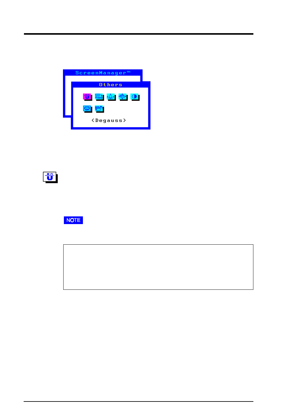 5 other settings, Others, information and language menus, Degaussing | Eizo T57S User Manual | Page 22 / 48