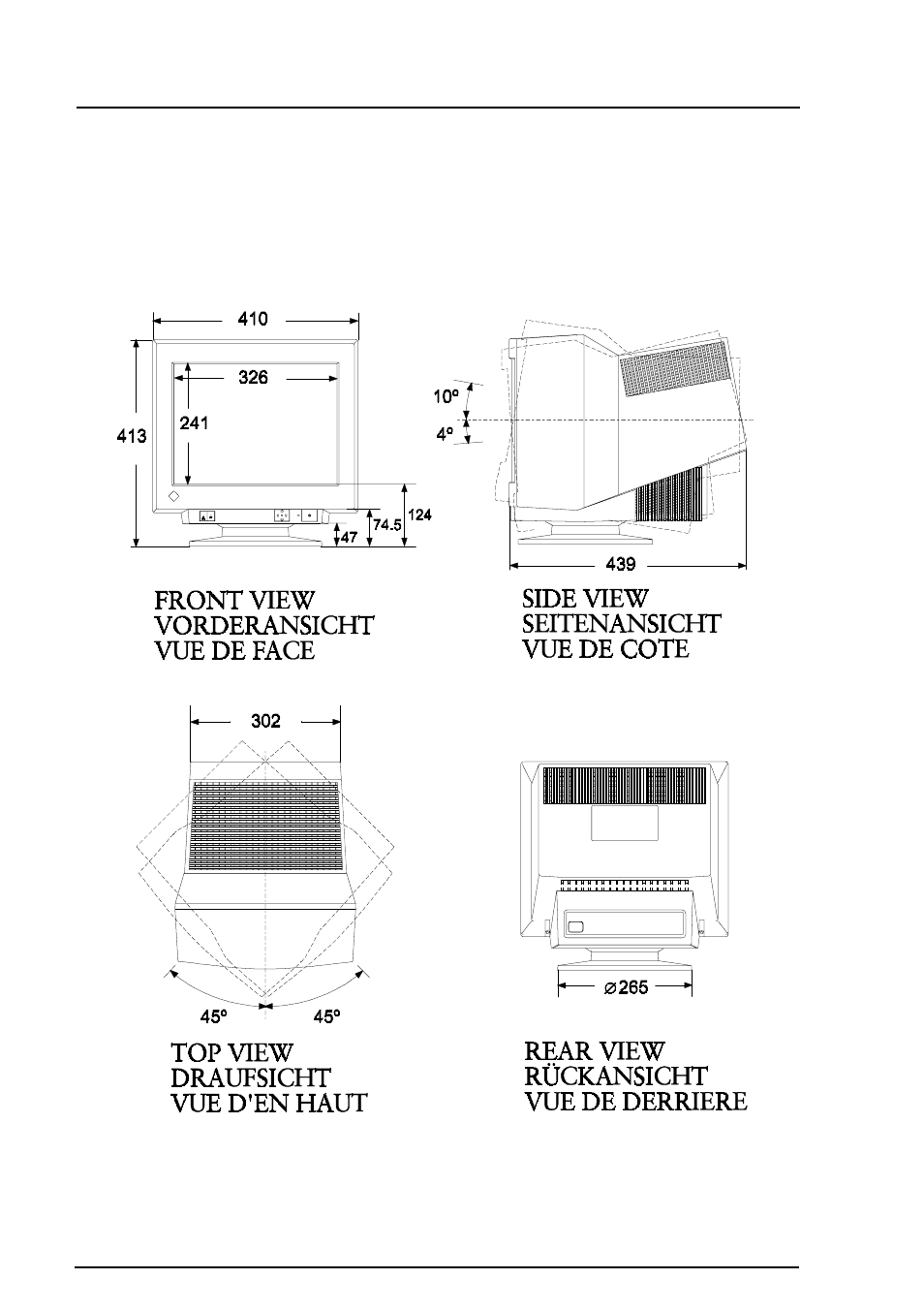 Dimensions abmessungen dimensions | Eizo T57S User Manual | Page 44 / 48