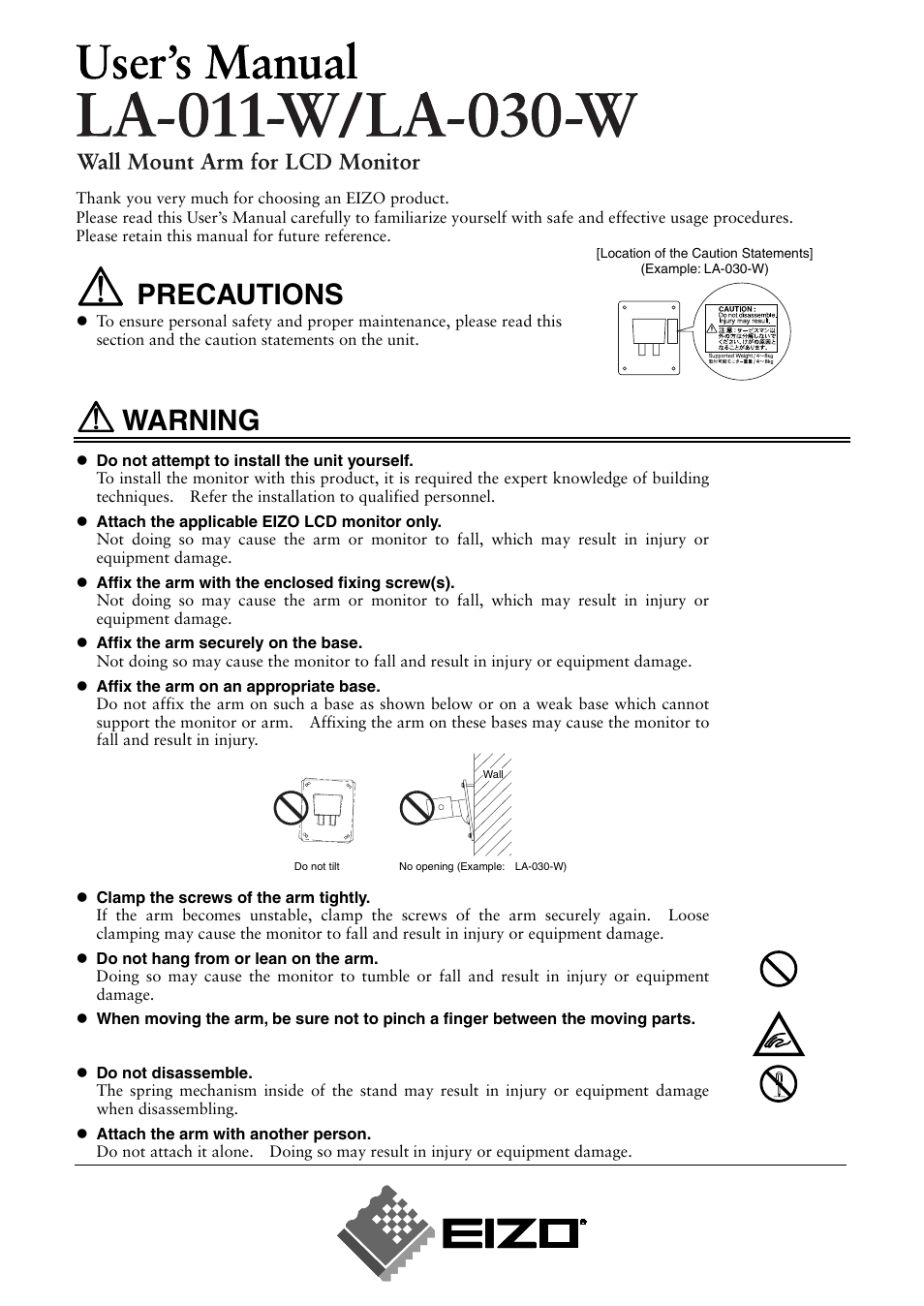 Eizo LA LA-030-W User Manual | 6 pages