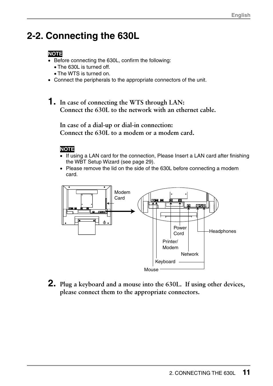 2. connecting the 630l | Eizo eClient LCD Monitor Integrated Windows-based terminal 630L User Manual | Page 11 / 115