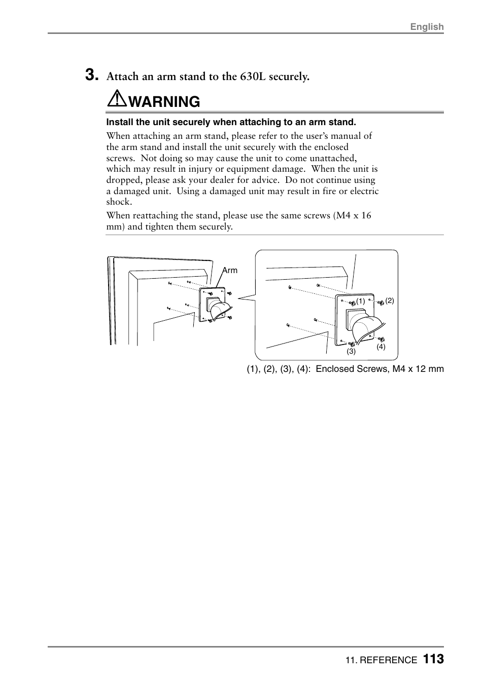 Warning | Eizo eClient LCD Monitor Integrated Windows-based terminal 630L User Manual | Page 113 / 115