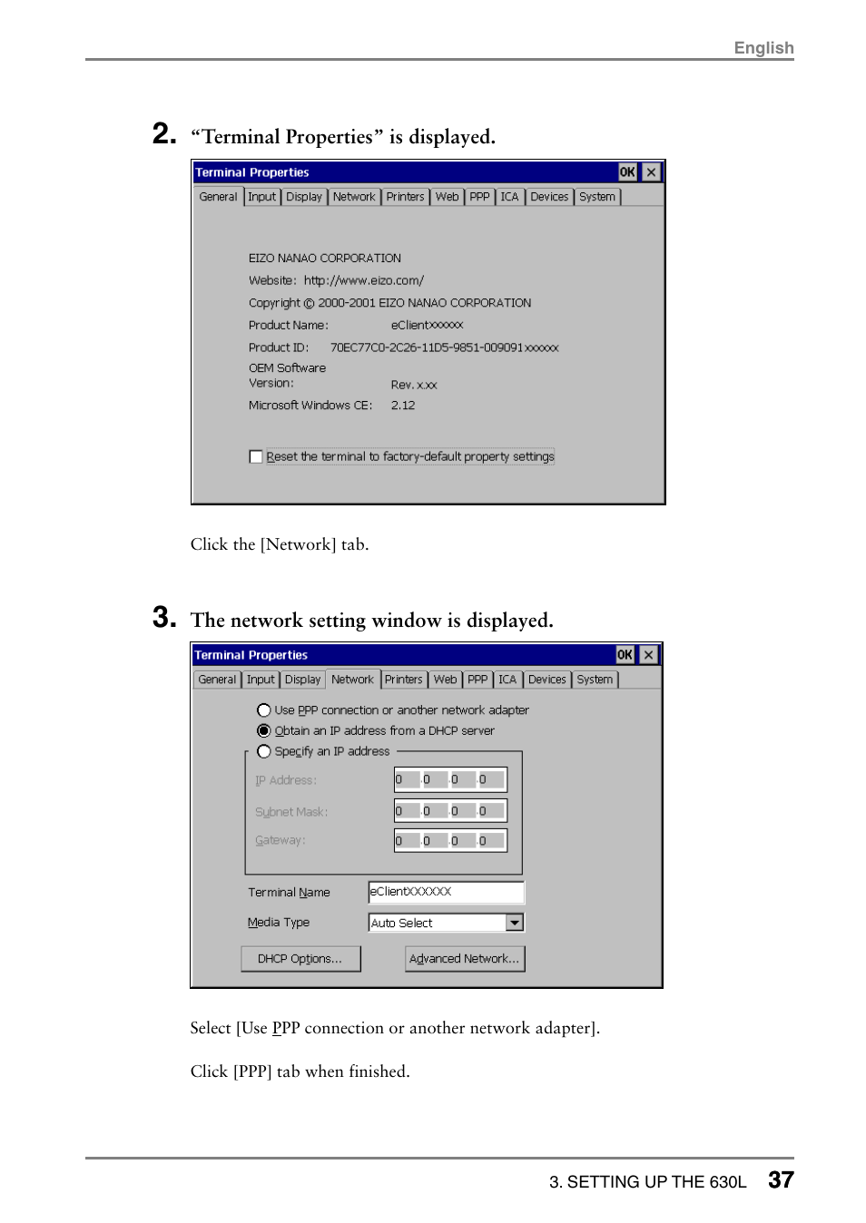 Eizo eClient LCD Monitor Integrated Windows-based terminal 630L User Manual | Page 37 / 115