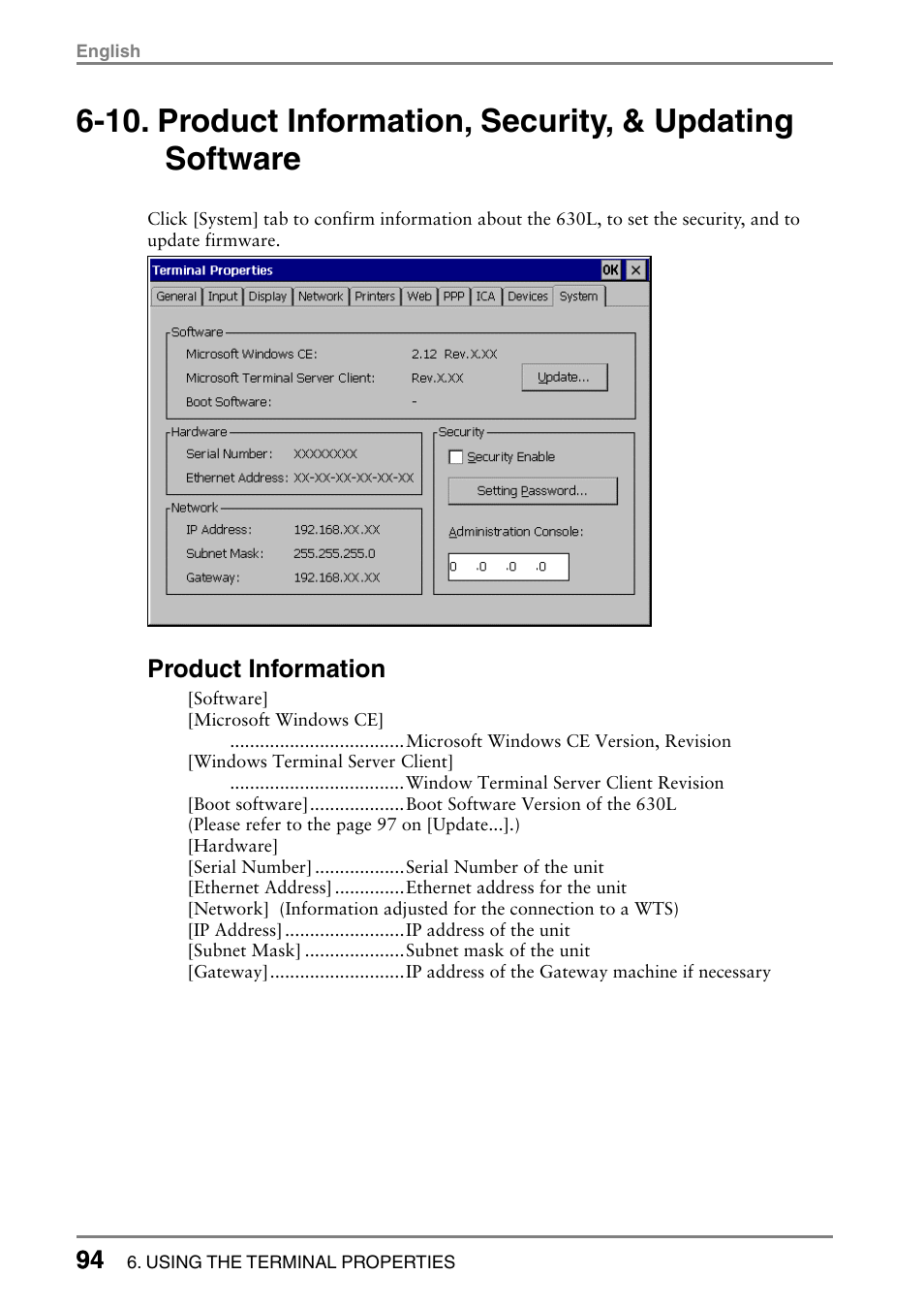 Product information | Eizo eClient LCD Monitor Integrated Windows-based terminal 630L User Manual | Page 94 / 115