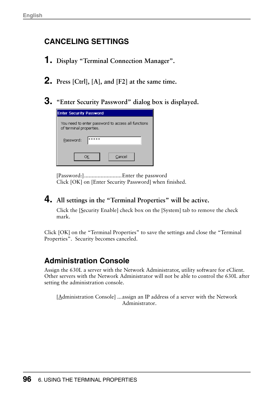 Eizo eClient LCD Monitor Integrated Windows-based terminal 630L User Manual | Page 96 / 115