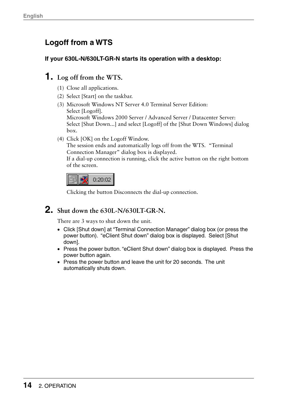 Logoff from a wts | Eizo 630LT-GR-N User Manual | Page 14 / 26