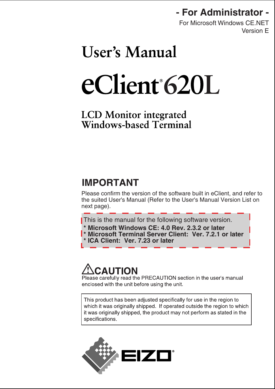 Eizo 620L User Manual | 62 pages