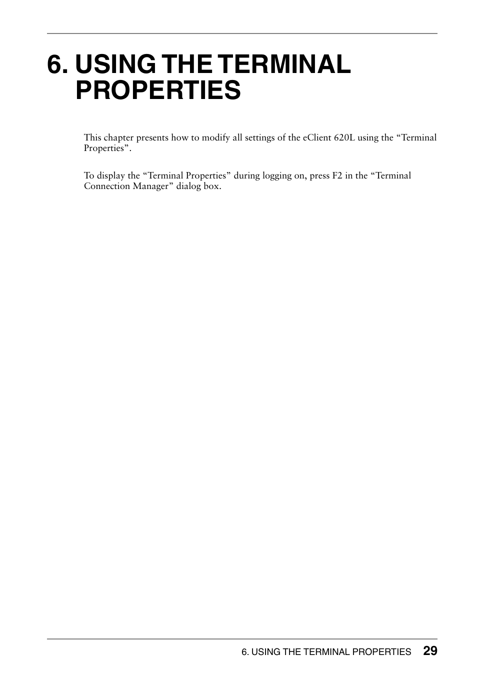 Using the terminal properties | Eizo 620L User Manual | Page 29 / 62
