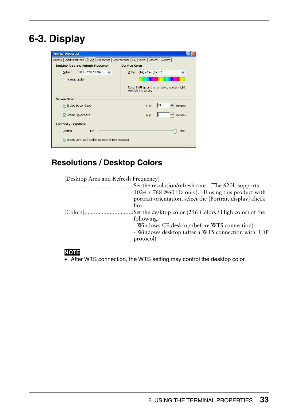 3. display, Resolutions / desktop colors | Eizo 620L User Manual | Page 33 / 62