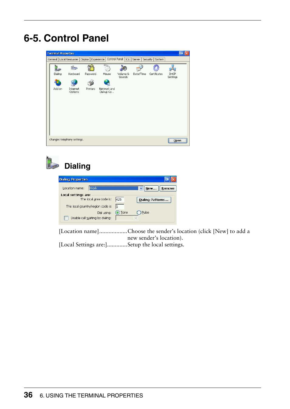 5. control panel, Dialing | Eizo 620L User Manual | Page 36 / 62