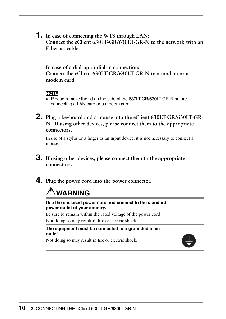 Warning | Eizo 630lt-gr User Manual | Page 10 / 68