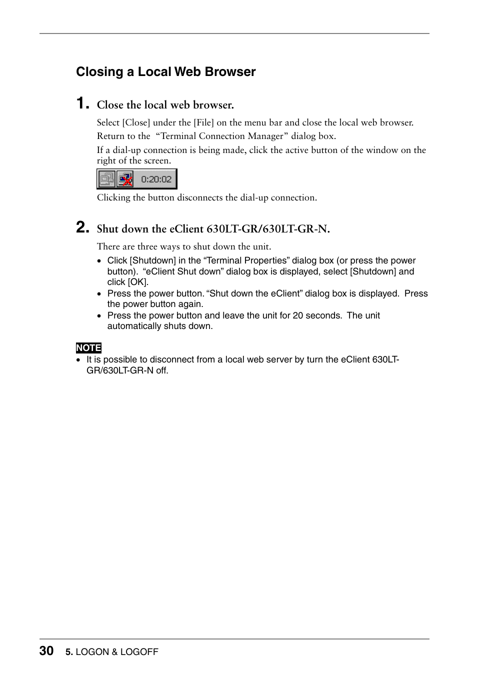 Closing a local web browser | Eizo 630lt-gr User Manual | Page 30 / 68