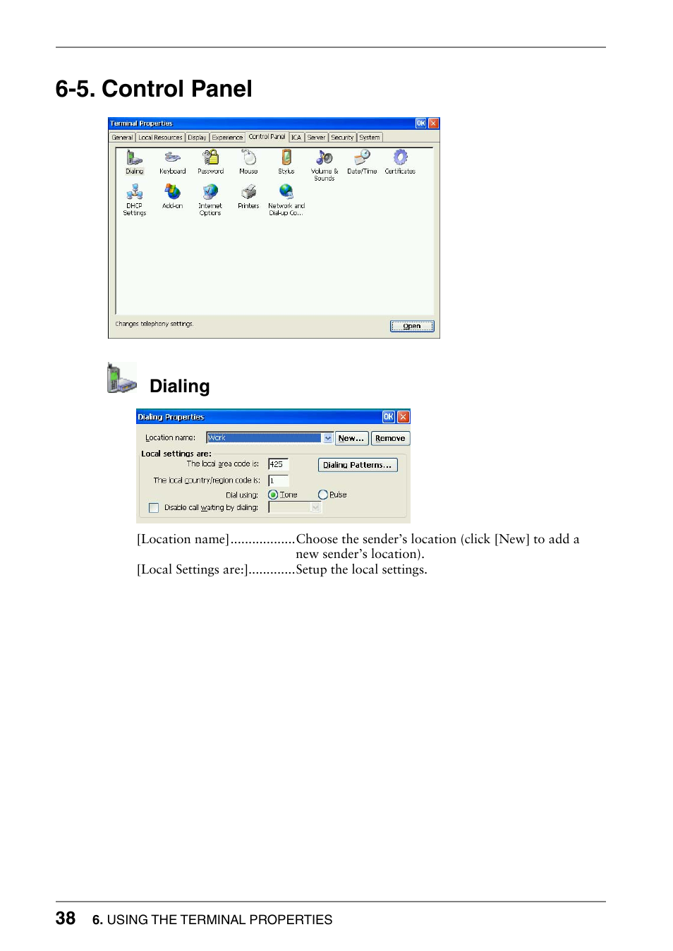 5. control panel, Dialing | Eizo 630lt-gr User Manual | Page 38 / 68