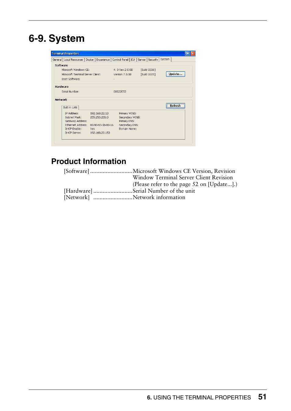 9. system, Product information | Eizo 630lt-gr User Manual | Page 51 / 68