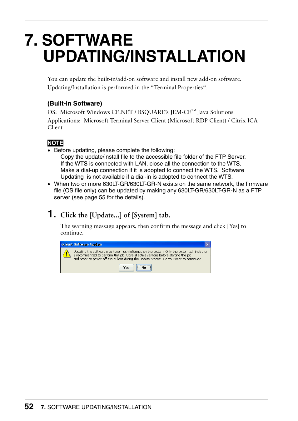 Software updating/installation | Eizo 630lt-gr User Manual | Page 52 / 68