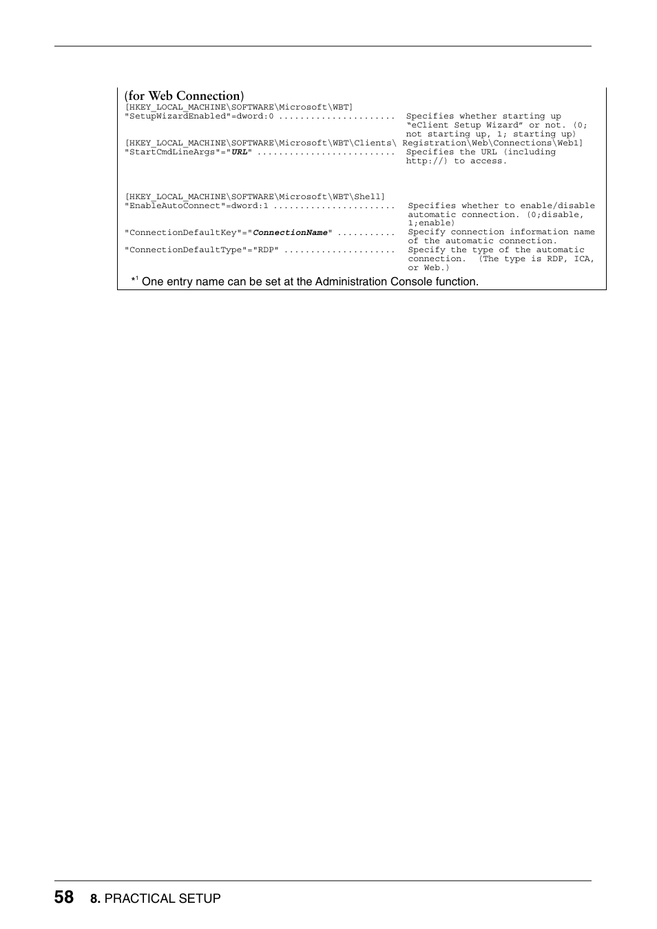 For web connection), Practical setup | Eizo 630lt-gr User Manual | Page 58 / 68