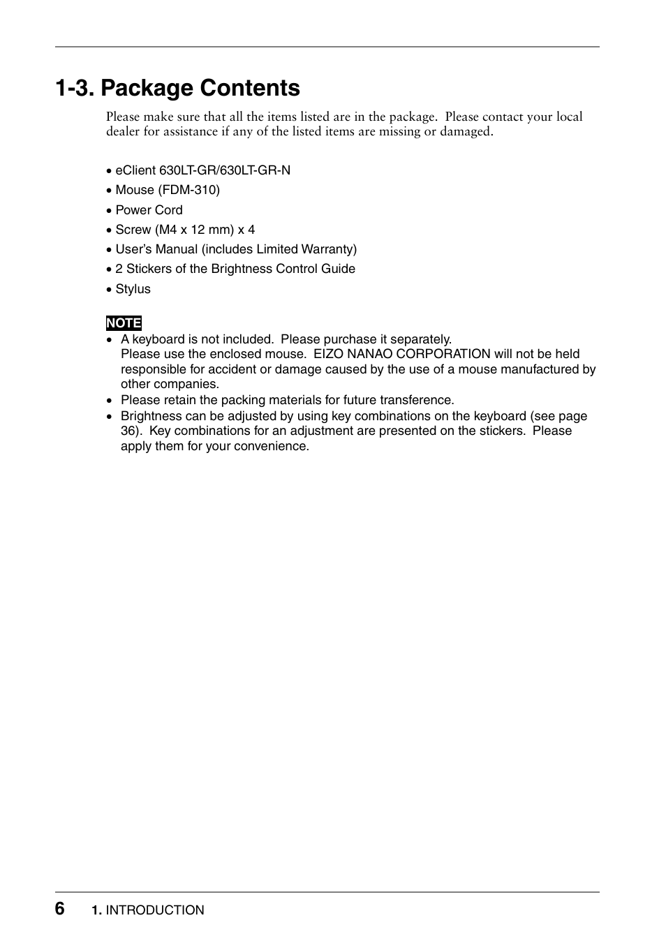 3. package contents | Eizo 630lt-gr User Manual | Page 6 / 68