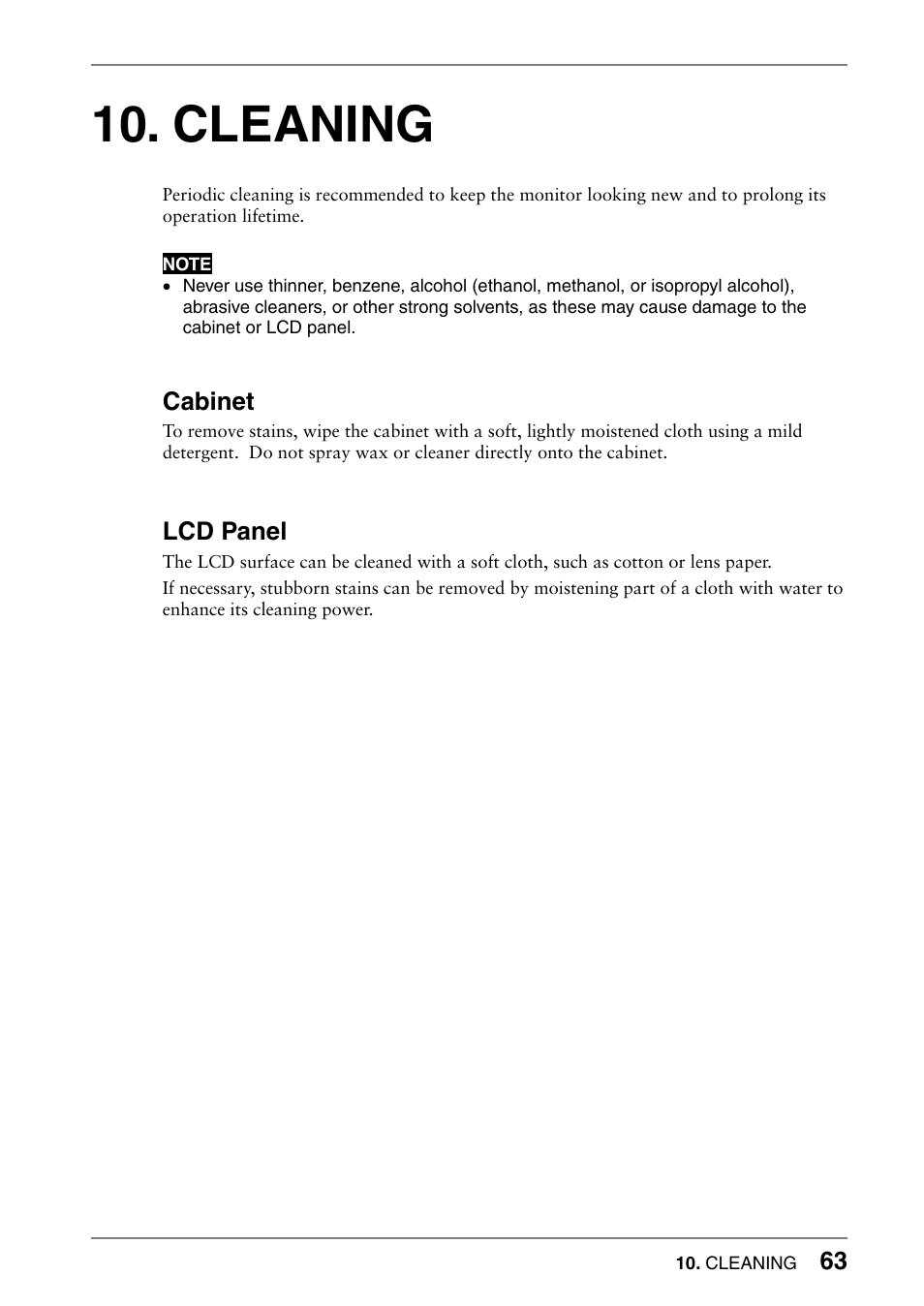 Cleaning | Eizo 630lt-gr User Manual | Page 63 / 68