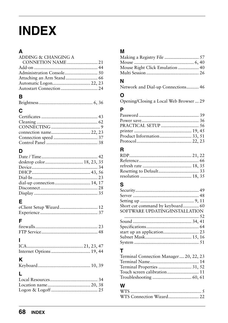 Index | Eizo 630lt-gr User Manual | Page 68 / 68