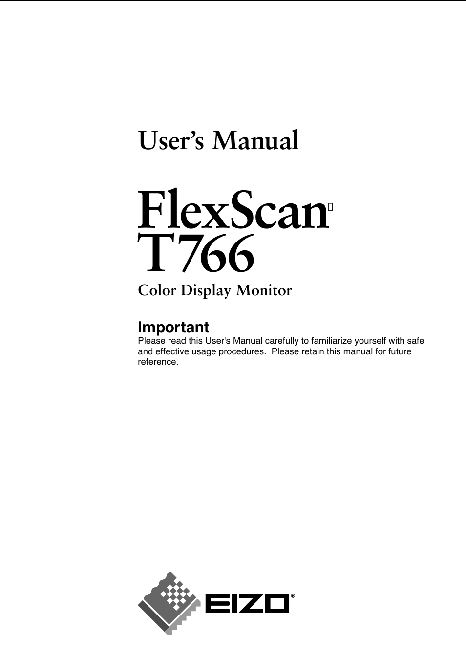 Eizo T766 User Manual | 38 pages