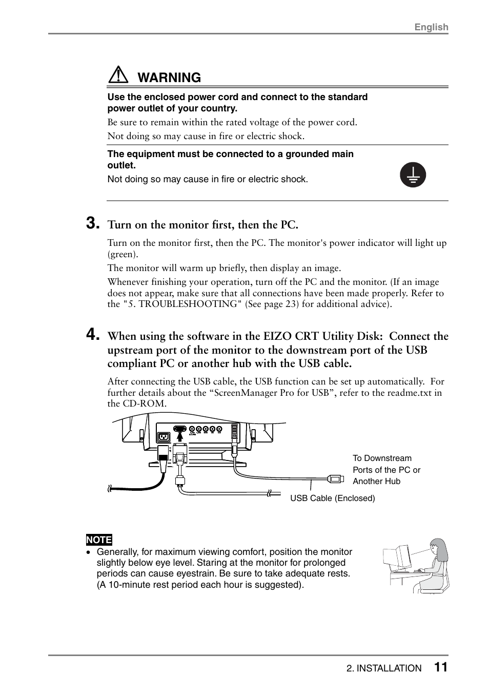 Warning | Eizo T766 User Manual | Page 11 / 38