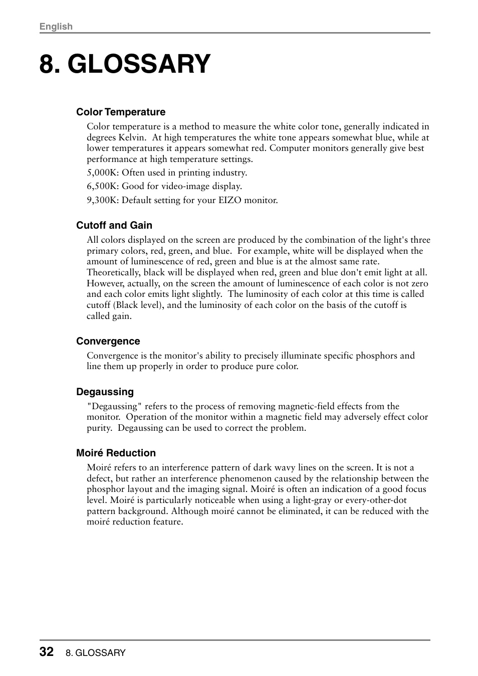 Glossary | Eizo T766 User Manual | Page 32 / 38