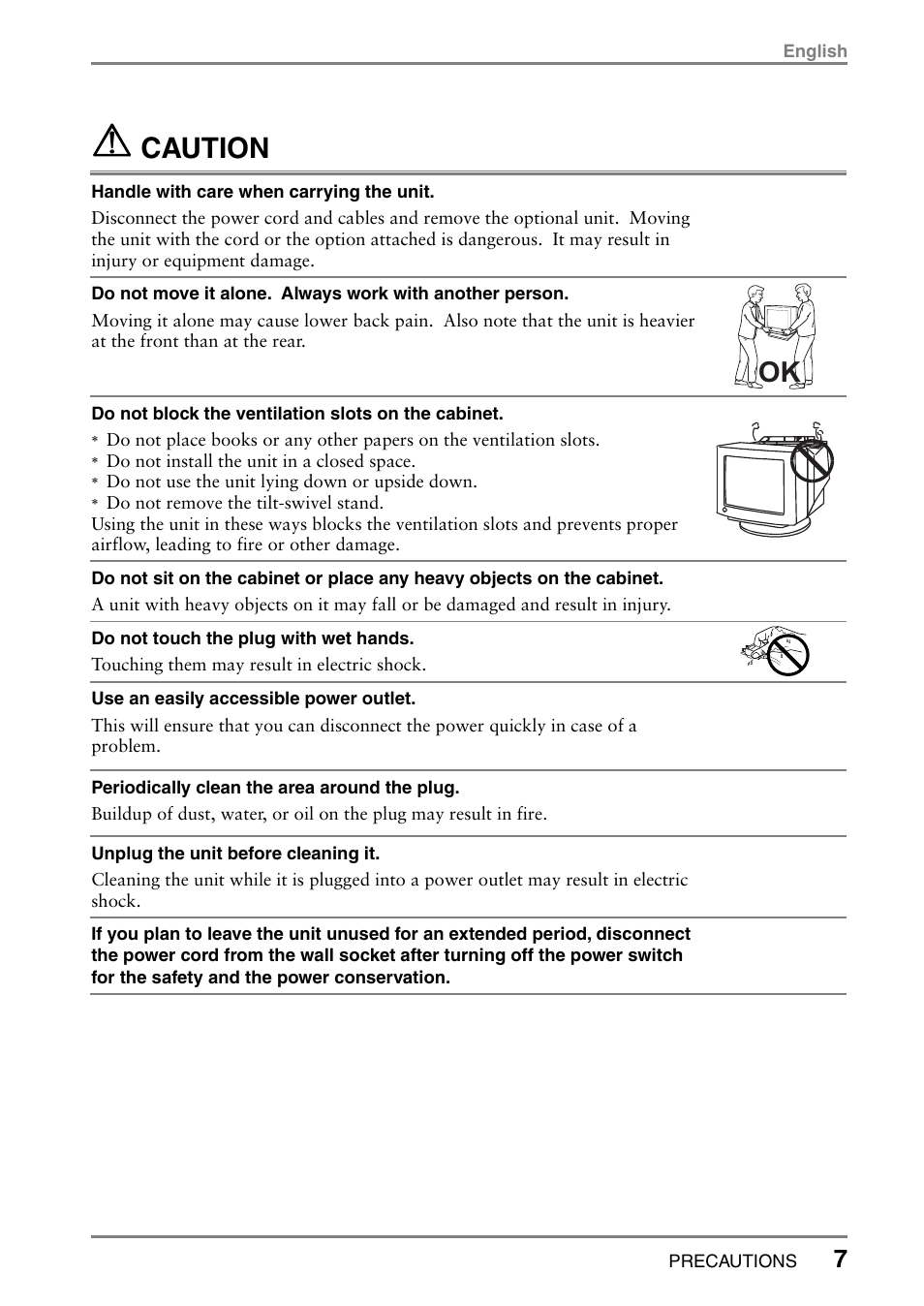 Caution | Eizo T766 User Manual | Page 7 / 38