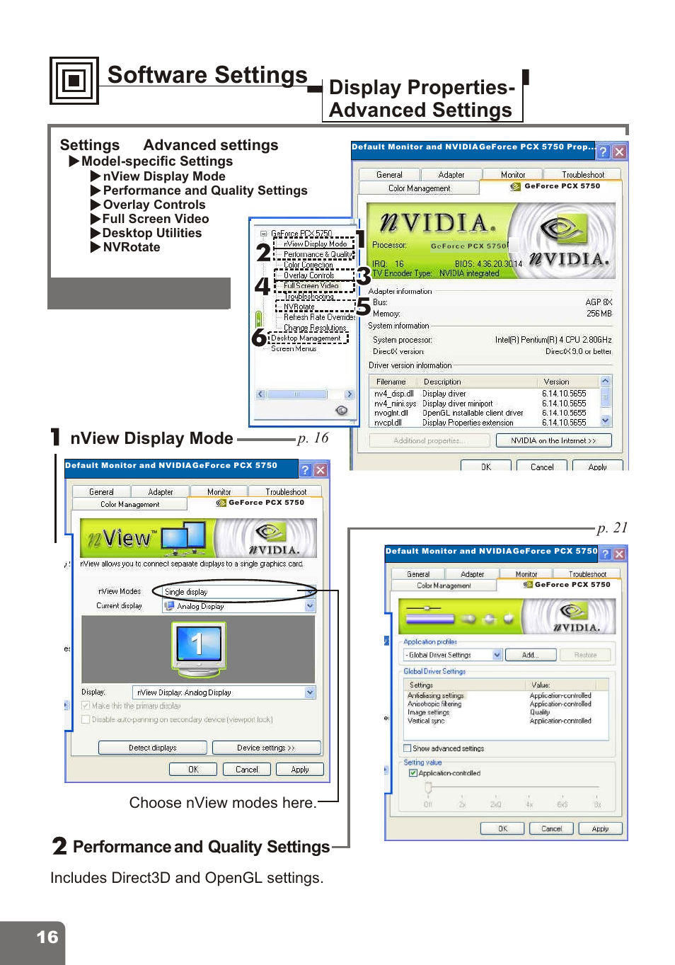 Software settings | Nvidia PCI Express Series User Manual | Page 18 / 28