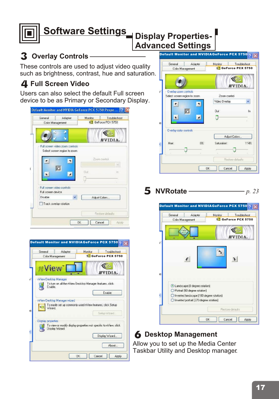 Software settings | Nvidia PCI Express Series User Manual | Page 19 / 28