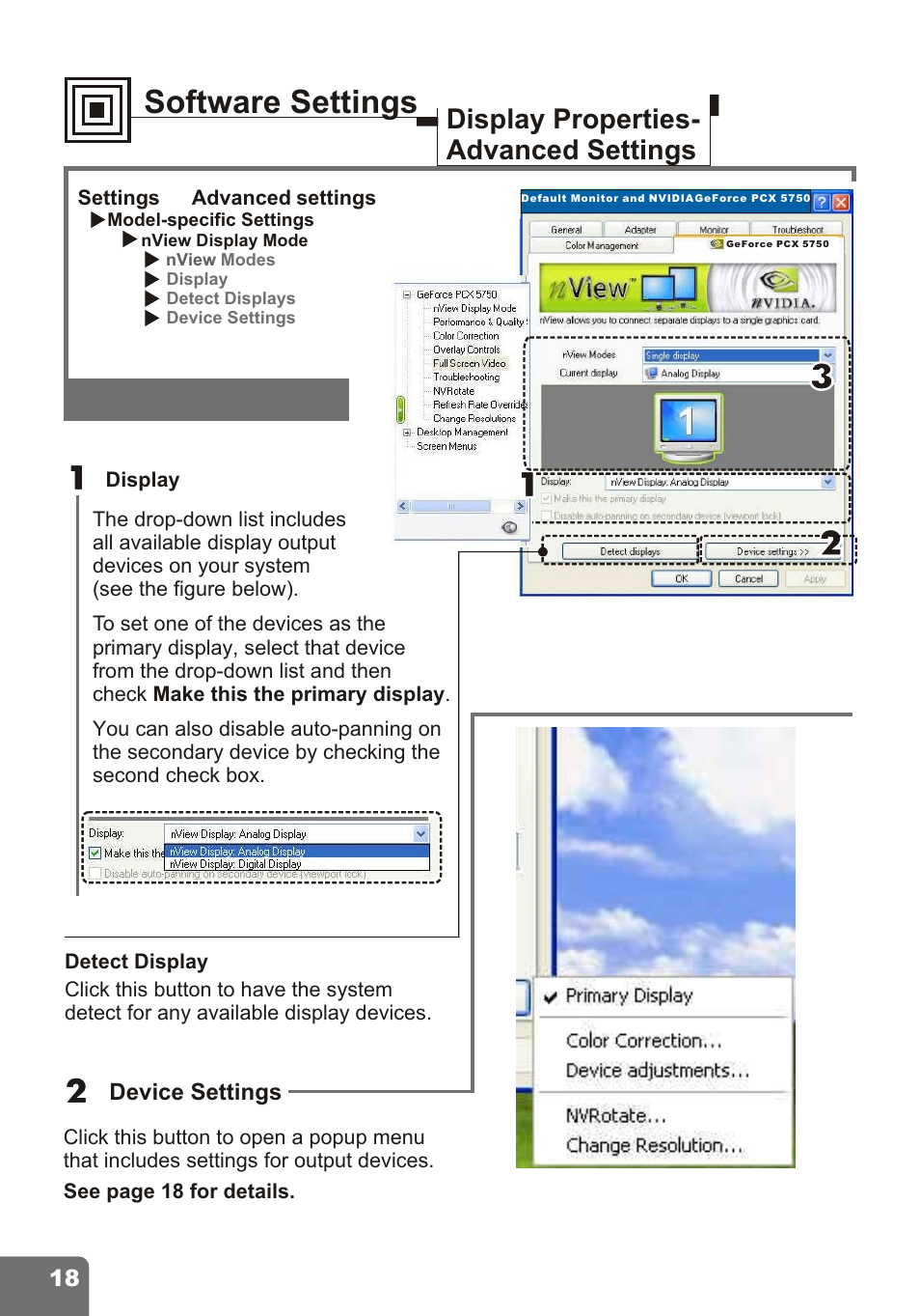 Software settings | Nvidia PCI Express Series User Manual | Page 20 / 28