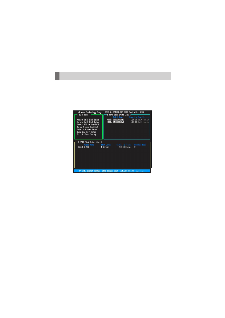 Jmicron raid bios utility | Nvidia MS-7374 User Manual | Page 105 / 131