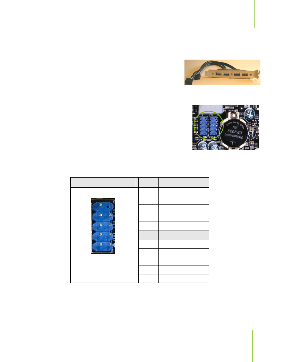 Usb headers, Table 4. usb 2.0 header pins | Nvidia NFORCE 780I SLI User Manual | Page 29 / 120