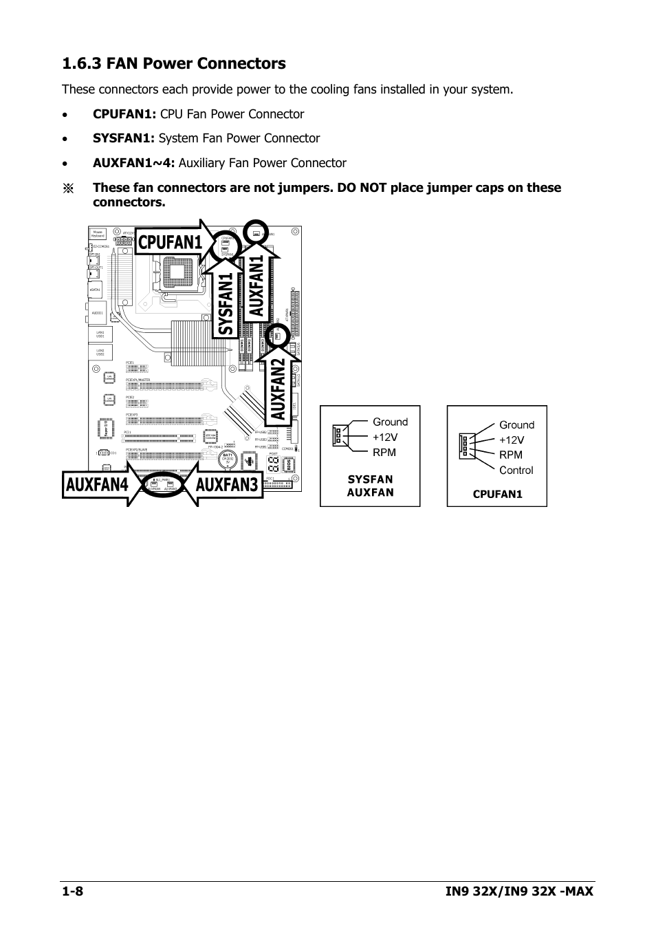 3 fan power connectors, 3 fan power connectors -8 | Nvidia IN9 32X User Manual | Page 14 / 96