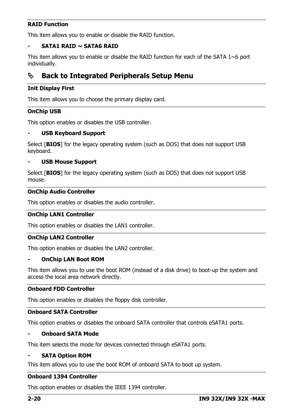 Back to integrated peripherals setup menu | Nvidia IN9 32X User Manual | Page 50 / 96