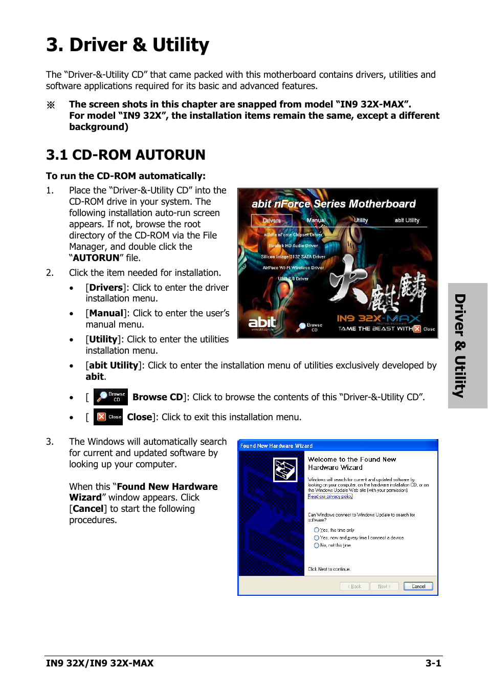 Driver & utility, 1 cd-rom autorun, Driver & utility -1 | 1 cd-rom autorun -1 | Nvidia IN9 32X User Manual | Page 55 / 96
