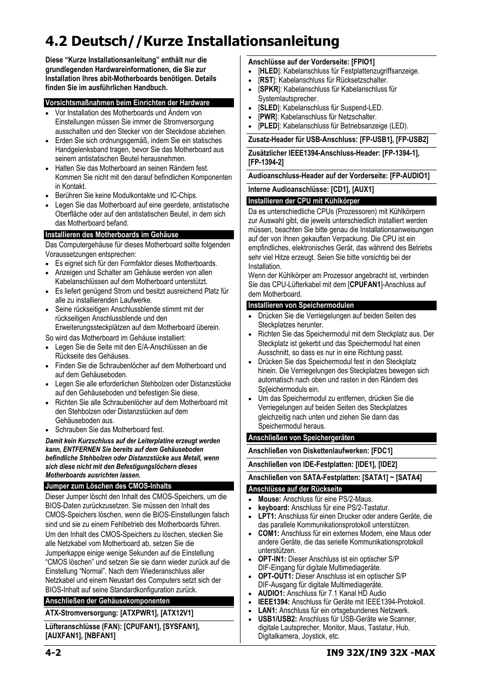 2 deutsch//kurze installationsanleitung, 2 deutsch//kurze installationsanleitung -2 | Nvidia IN9 32X User Manual | Page 66 / 96