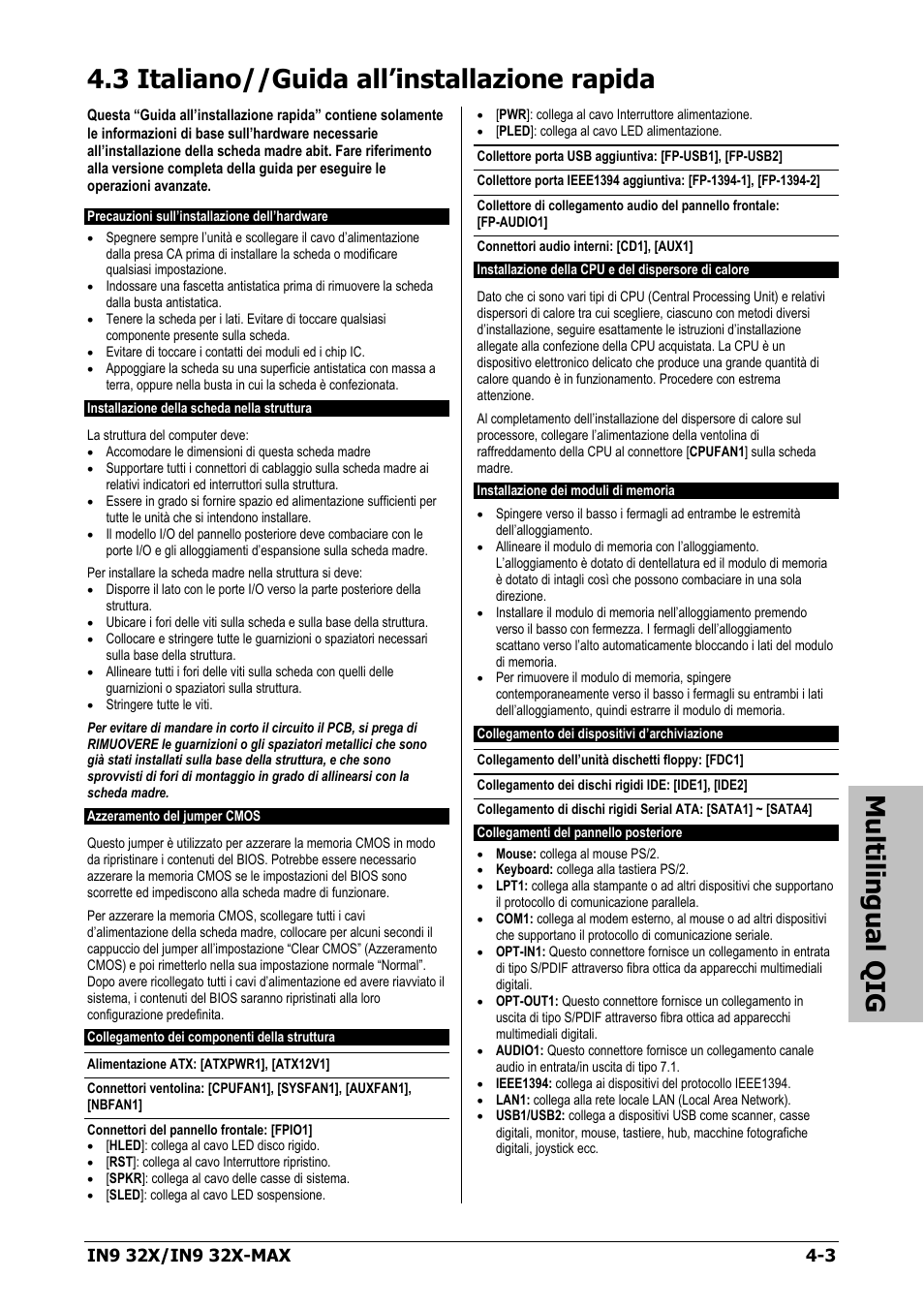 3 italiano//guida all’installazione rapida, 3 italiano//guida all’installazione rapida -3, Multilingual qig | Nvidia IN9 32X User Manual | Page 67 / 96