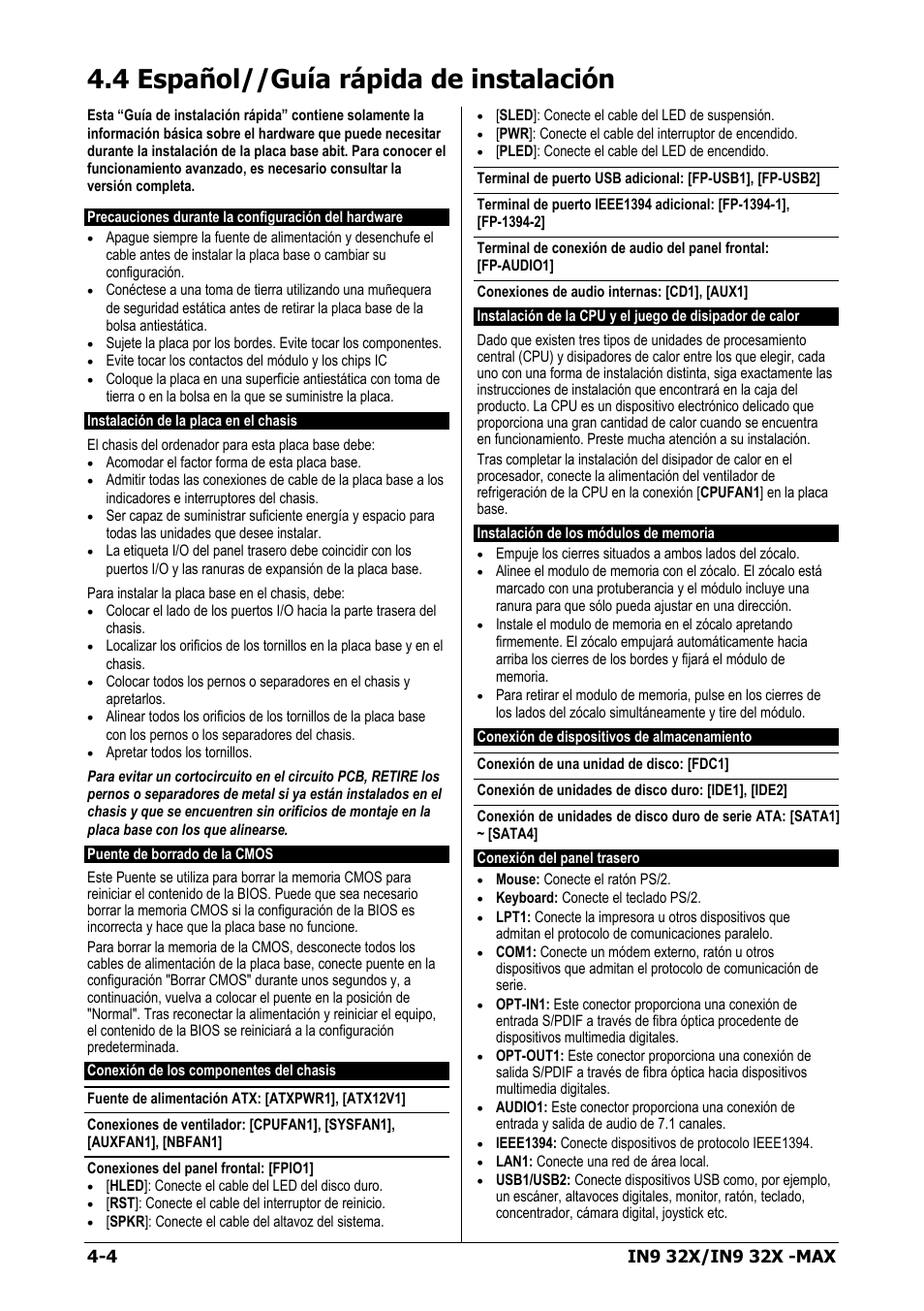 4 español//guía rápida de instalación, 4 español//guía rápida de instalación -4 | Nvidia IN9 32X User Manual | Page 68 / 96