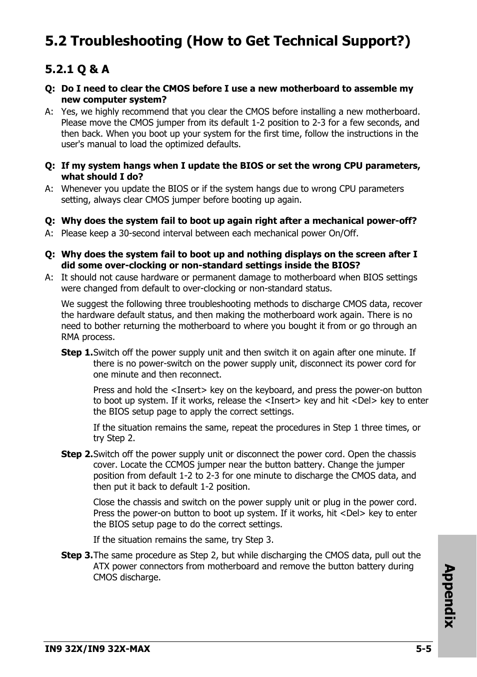 2 troubleshooting (how to get technical support?), 1 q & a, 1 q & a -5 | Appendix | Nvidia IN9 32X User Manual | Page 91 / 96