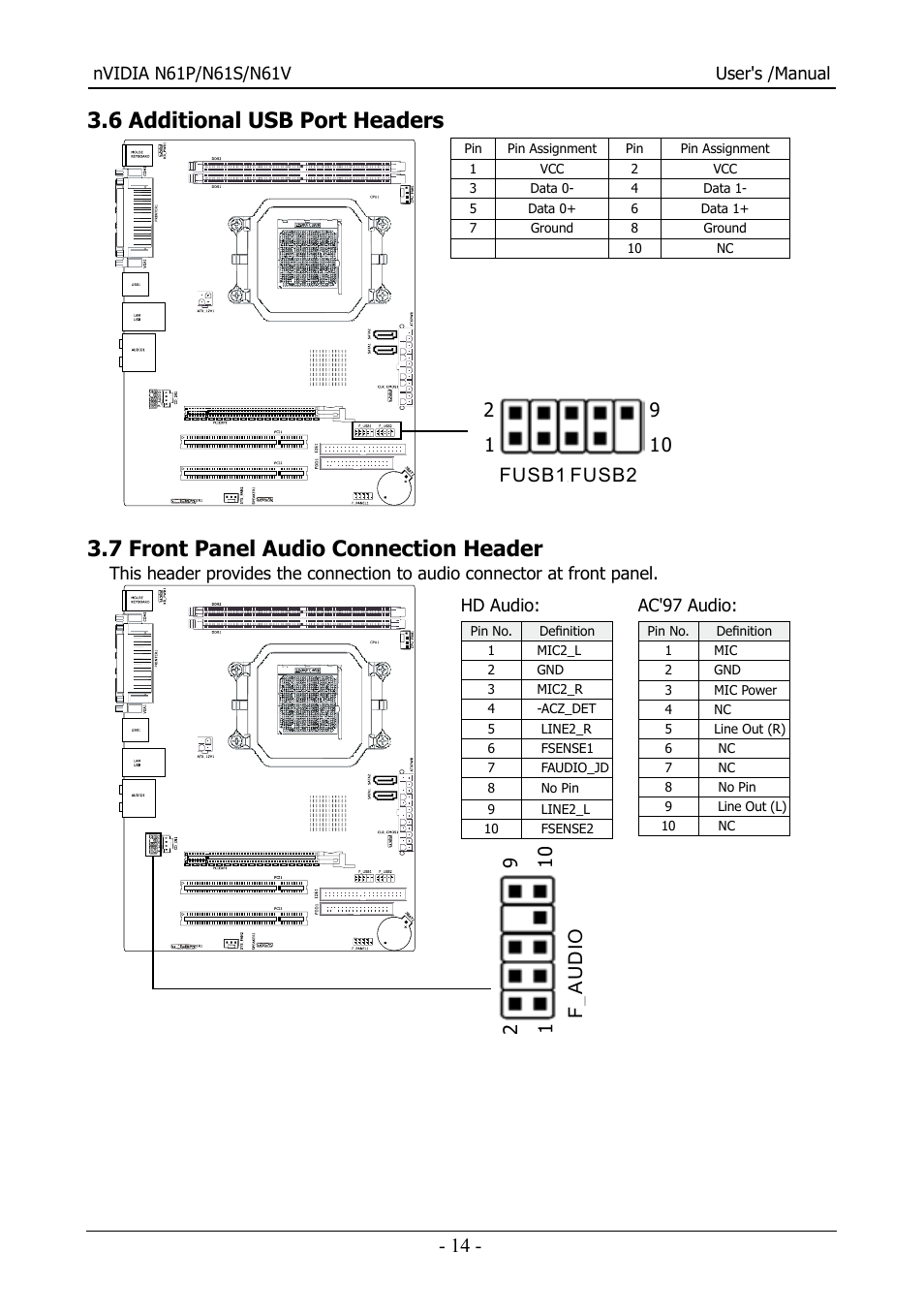 Hd audio, Ac'97 audio | Nvidia N61S User Manual | Page 15 / 37