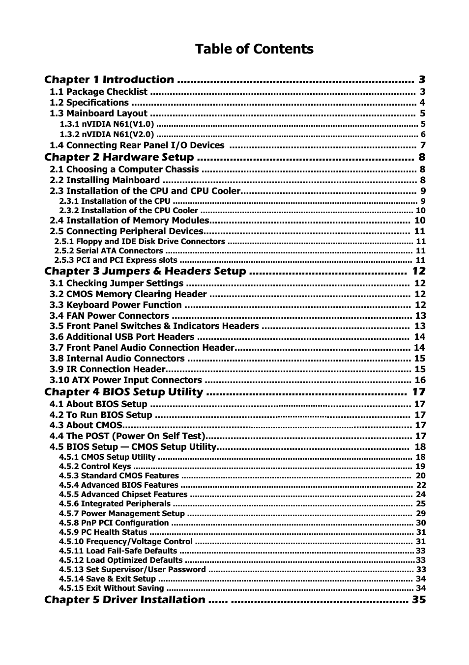 Nvidia N61S User Manual | Page 3 / 37