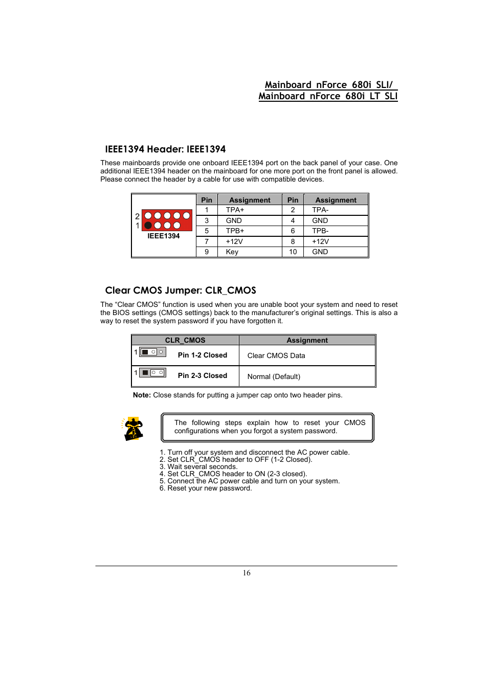 Clear cmos jumper: clr_cmos | Nvidia 680I LT SLI User Manual | Page 20 / 80