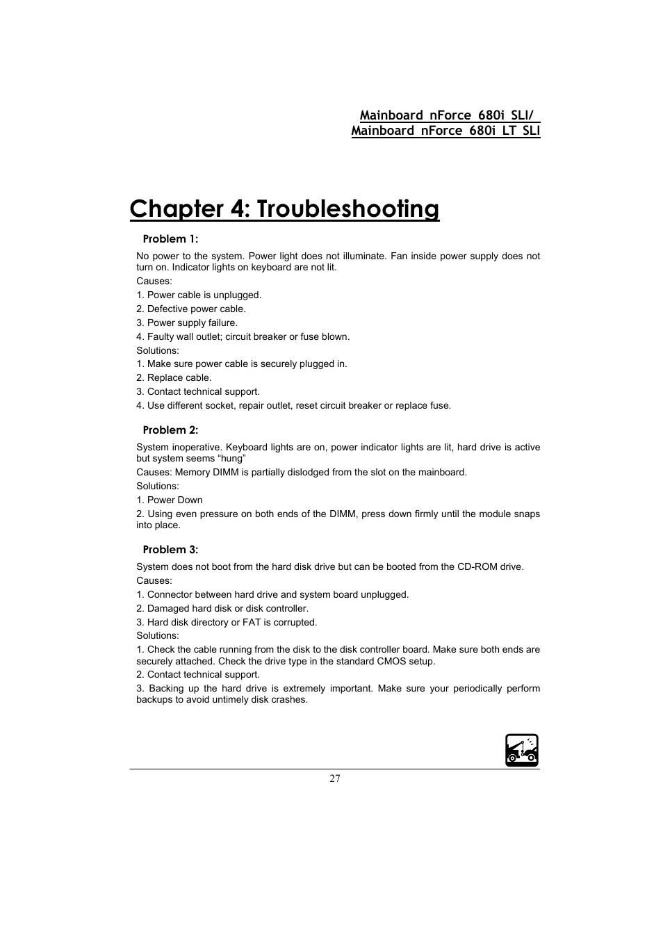 Chapter 4: troubleshooting | Nvidia 680I LT SLI User Manual | Page 31 / 80