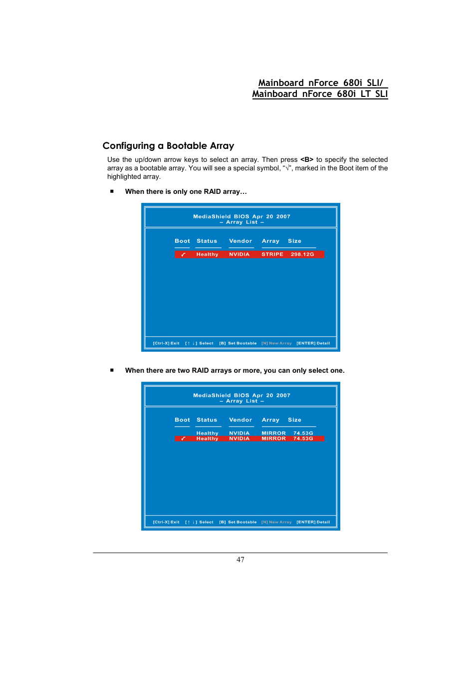 Configuring a bootable array | Nvidia 680I LT SLI User Manual | Page 51 / 80