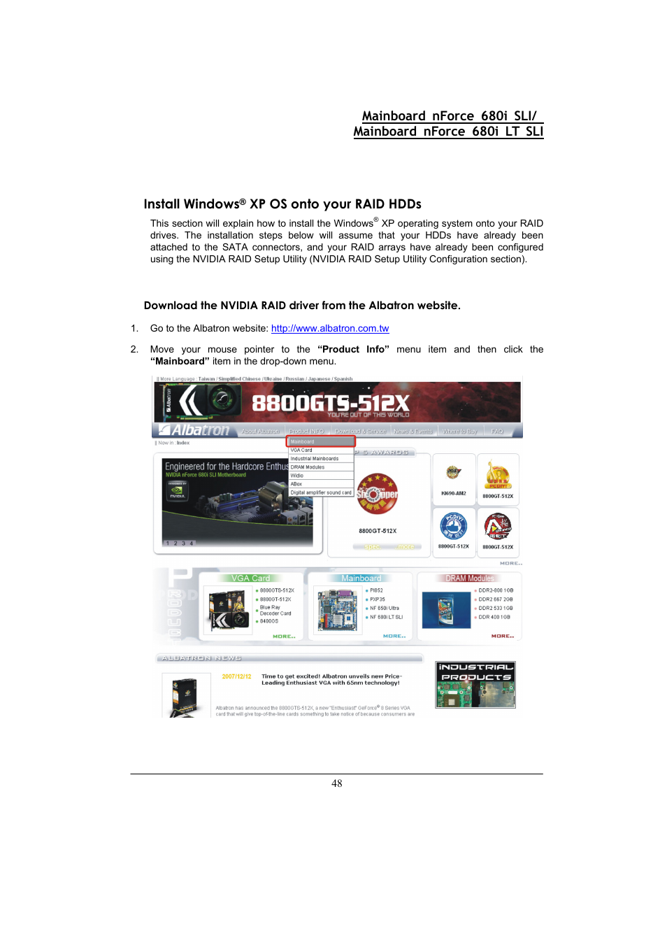 Install windows, Xp os onto your raid hdds | Nvidia 680I LT SLI User Manual | Page 52 / 80