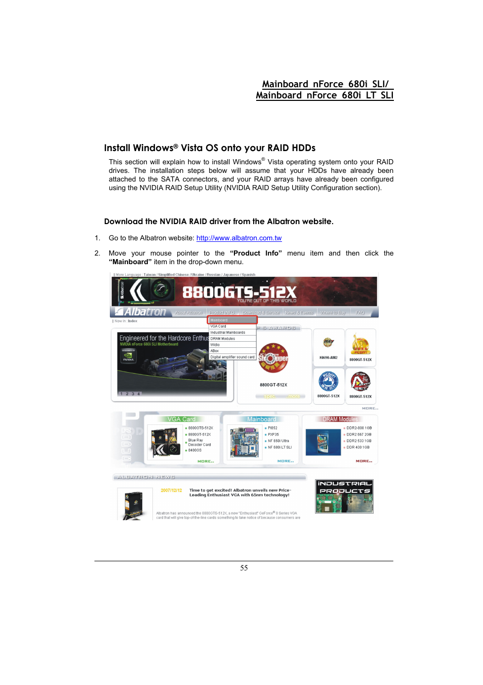 Install windows, Vista os onto your raid hdds | Nvidia 680I LT SLI User Manual | Page 59 / 80