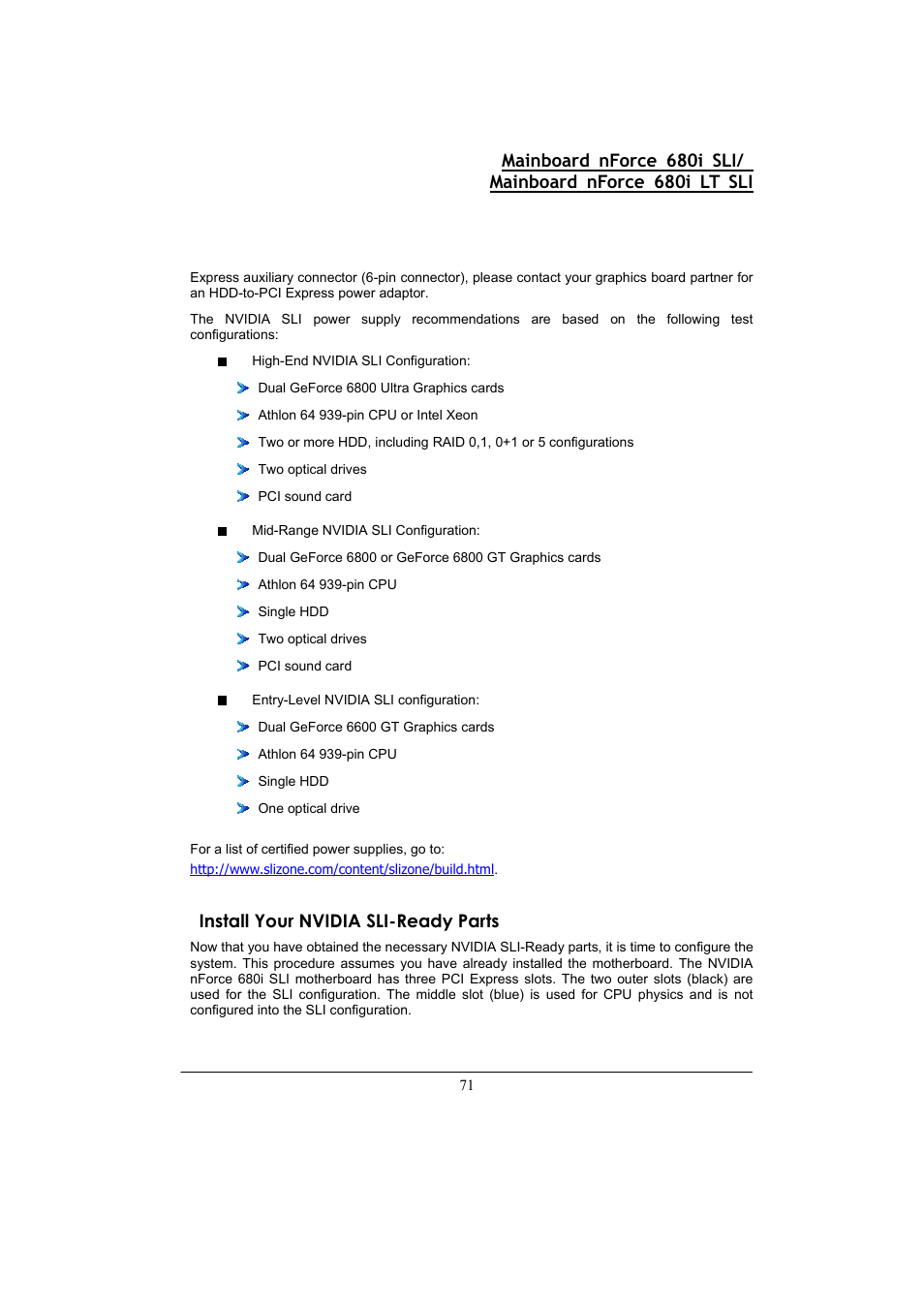 Install your nvidia sli-ready parts | Nvidia 680I LT SLI User Manual | Page 75 / 80