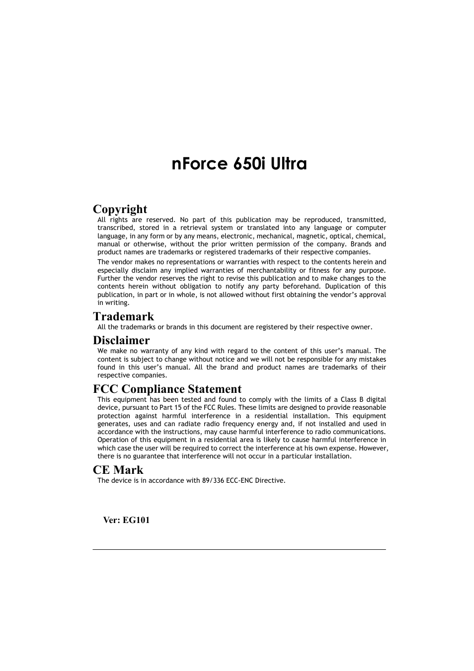 Nvidia NFORCE 650I User Manual | 70 pages