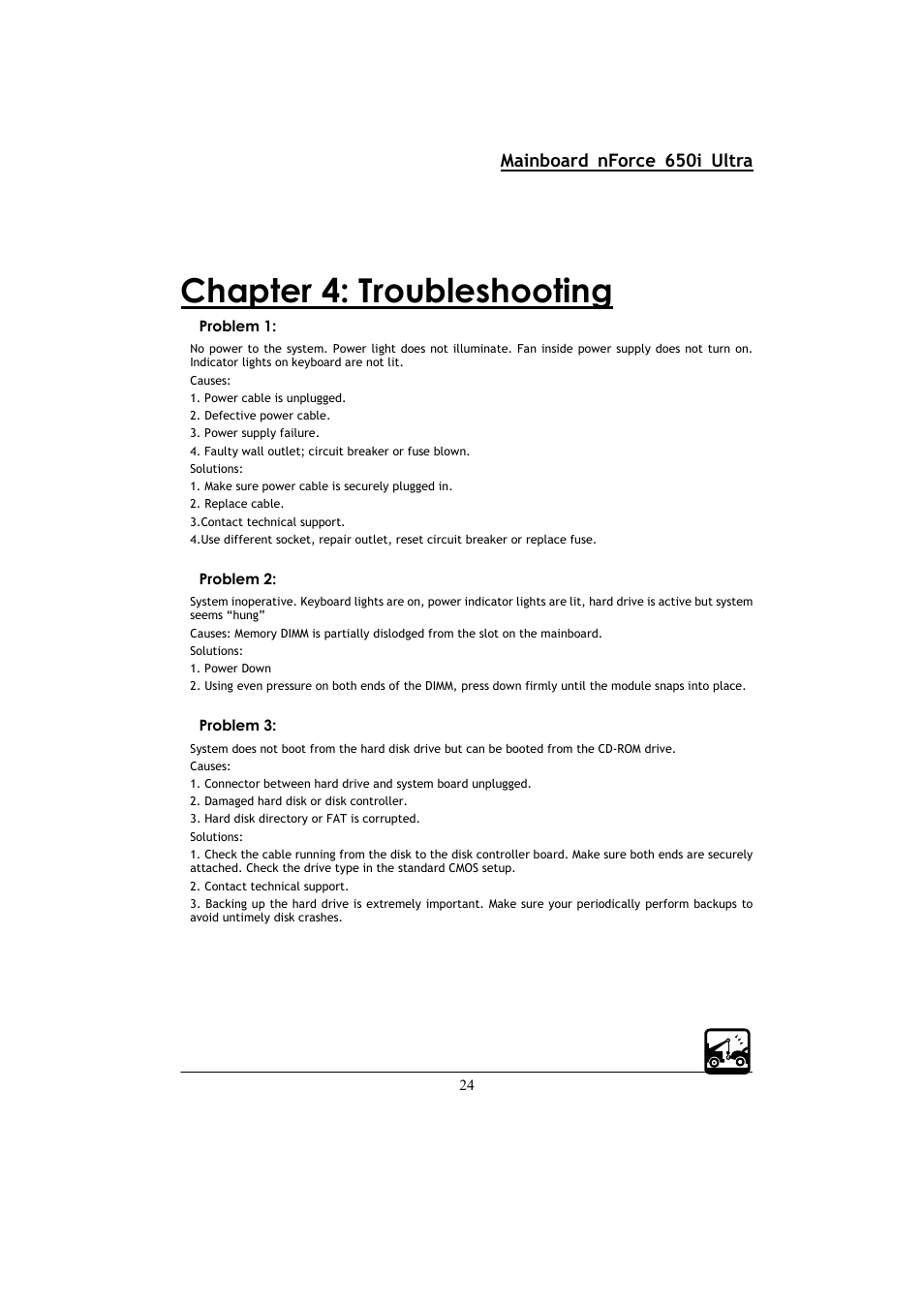 Chapter 4: troubleshooting, Mainboard nforce 650i ultra | Nvidia NFORCE 650I User Manual | Page 28 / 70