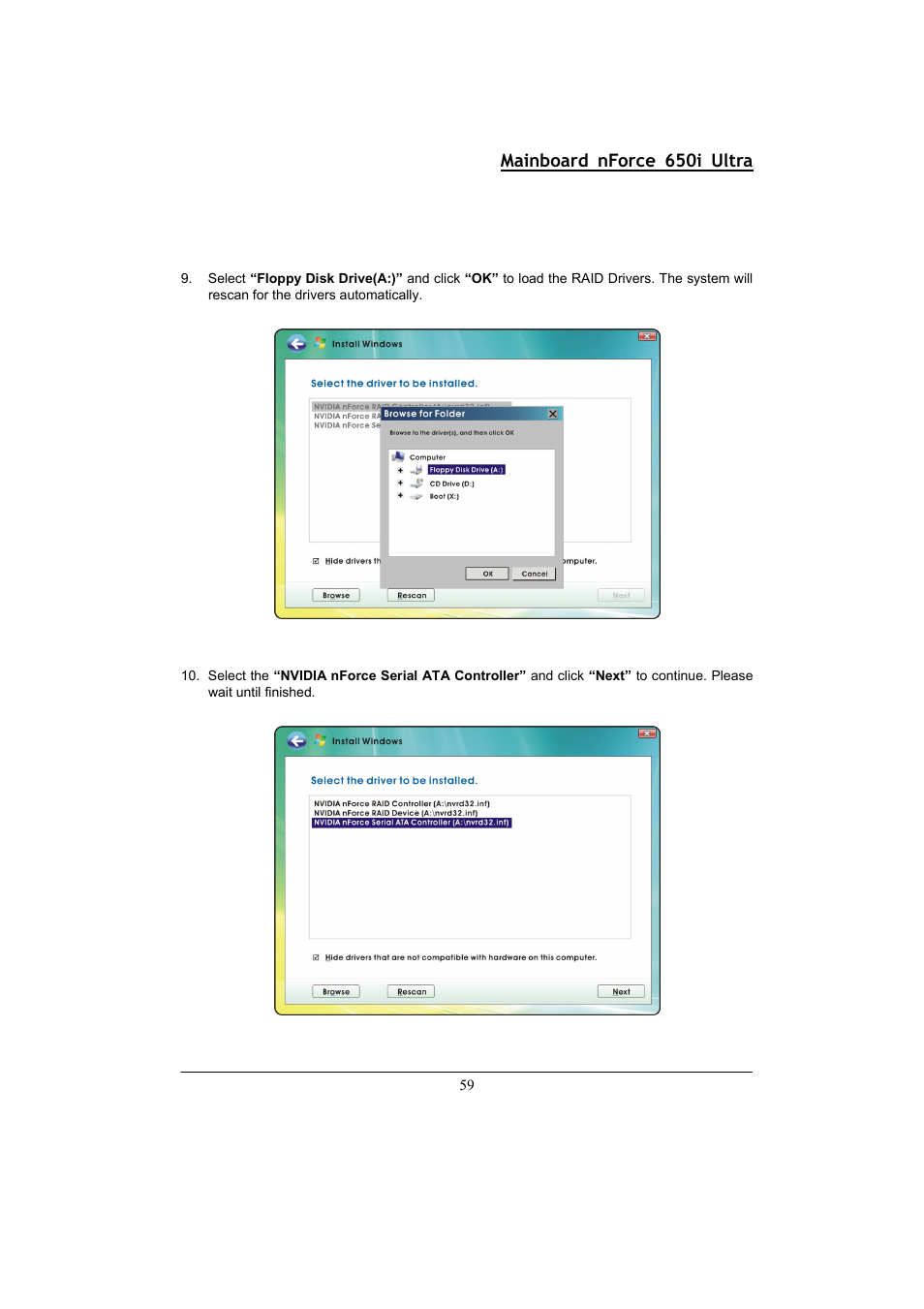 Mainboard nforce 650i ultra | Nvidia NFORCE 650I User Manual | Page 63 / 70