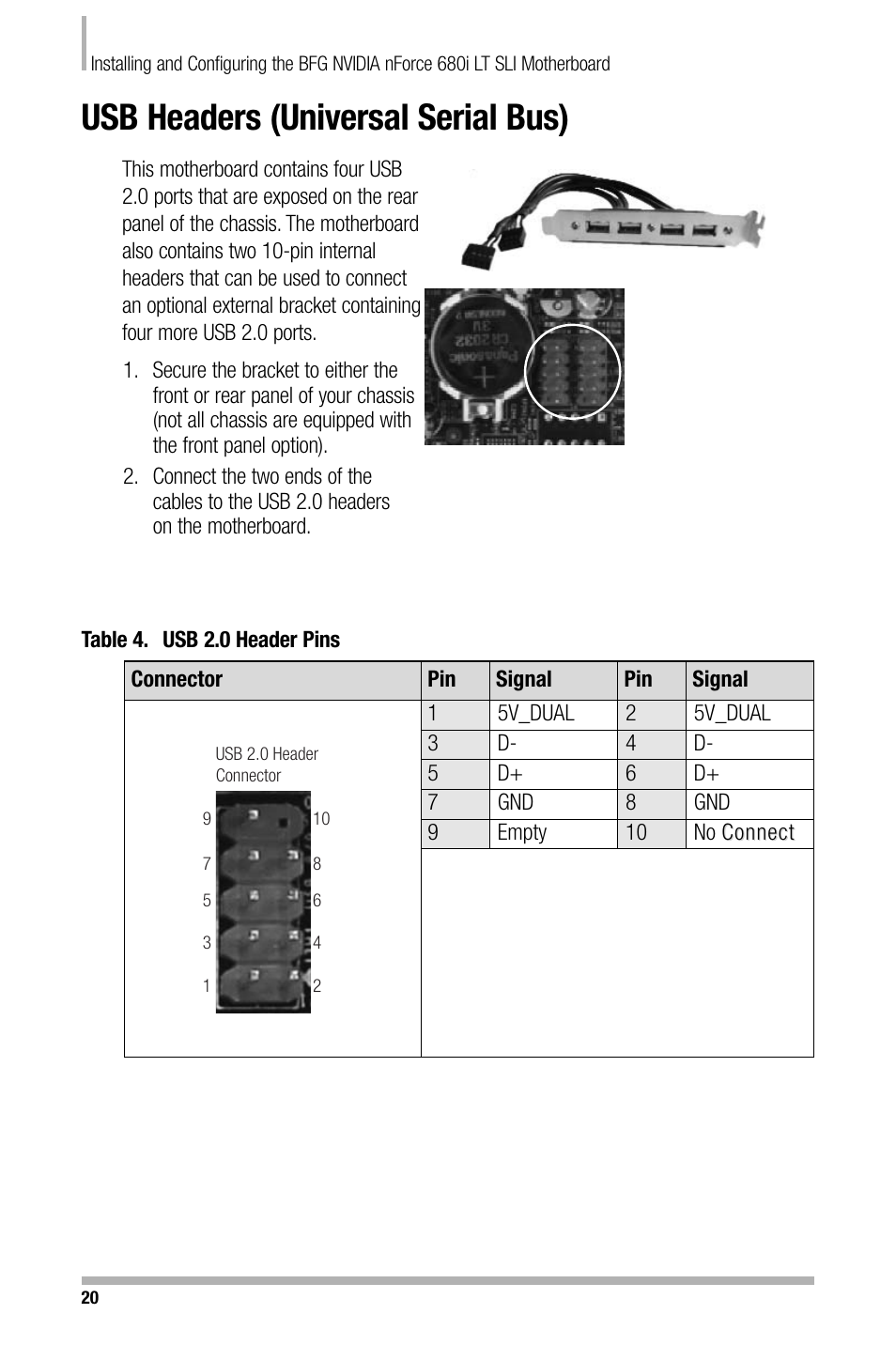 Usb headers (universal serial bus) | Nvidia NFORCE 680I User Manual | Page 29 / 78